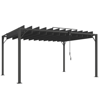 Outsunny Pérgola 390x295x213 cm para Jardim com Desenho de Lâminas Superiores Giratórias até 135° Proteção UV 50+ Cinza