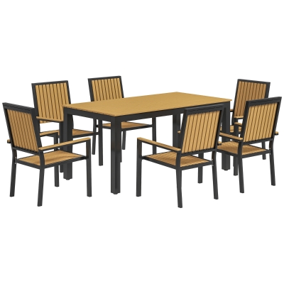 Garden Dining Set 85W x 160D x 75H cm Natural wood finish
