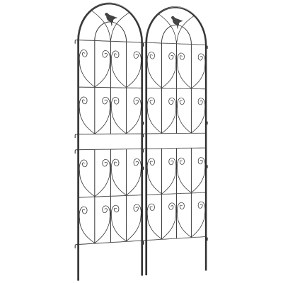 Outsunny Metal Garden Trellis Set for Plants 180x50cm Black