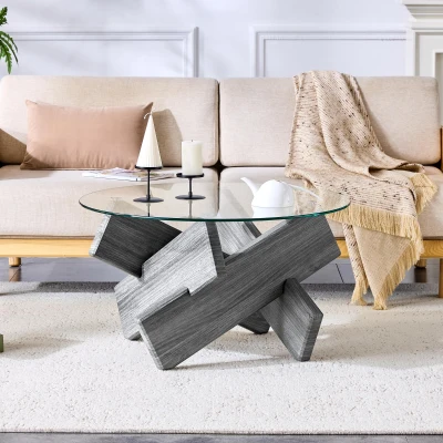 Table basse ronde, Transparent