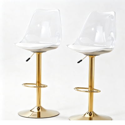 Lot de 2 tabourets de bar modernes réglables, Transparent