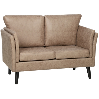 HOMCOM Leathaire 2-Seater Sofa Light Brown