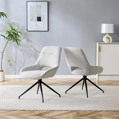 Chaise de salle à manger pivotante 360°, Gris+Beige