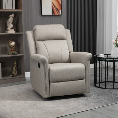 HOMCOM Poltrona Relax Reclinável até 135º com Apoio para os Pés Encosto Alto 78x96x102 cm Cinza