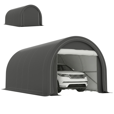 Outsunny Tendone per Auto in Acciaio Zincato e PE Grigio