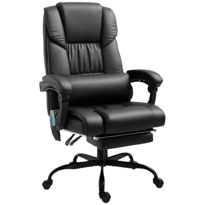 Vinsetto Silla de Oficina con Masaje de 6 Puntos Respaldo Alto Reclinable Altura Ajustable Reposapiés y Mando a Distancia Negro