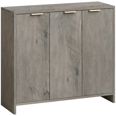 HOMCOM Sideboard Cabinet Modern 3-Door Storage Grey