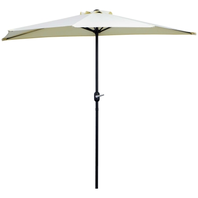 Outsunny Mezzo Ombrellone Apertura a Manovella 2.6x1.35m Beige
