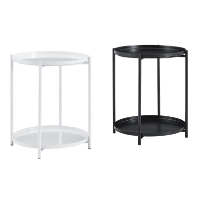 Table d'appoint ronde à 2 niveaux, Blanc