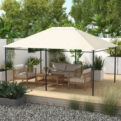 Outsunny Gazebo Roof Replacement Cover Cream White 3x4m