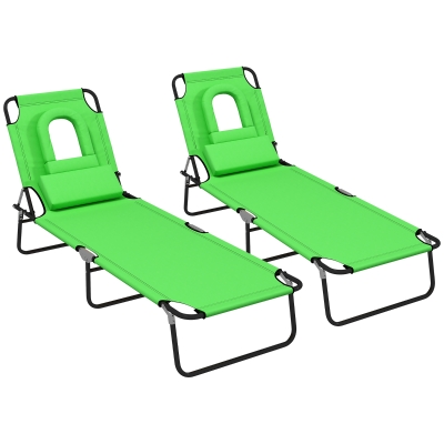 Outsunny Foldable Sun Lounger Set of 2 Green