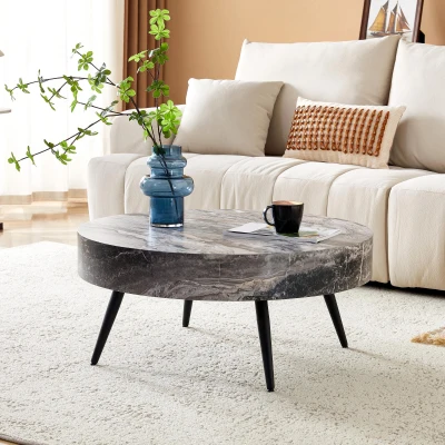 Table basse ronde, Noir+Gris