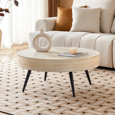 Table basse ronde, Couleur naturelle