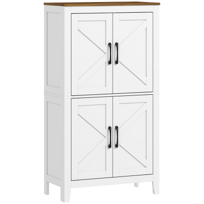 HOMCOM Armário Estreito para Casa de Banho com Portas Estilo Celeiro, 4 Prateleiras Ajustáveis, 60x30x110 cm, Branco