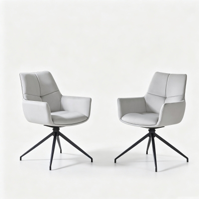 Fauteuil pivotant 360° rembourré, Noir+Gris clair