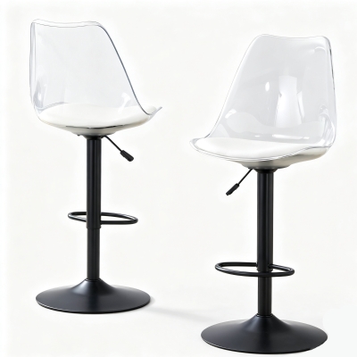 Lot de 2 tabourets de bar modernes réglables, Transparent