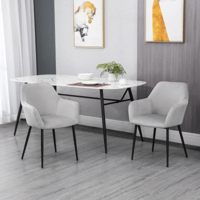 HOMCOM Set Eetkamerstoelen, Comfortabel, 54x57x80 cm, Lichtgrijs