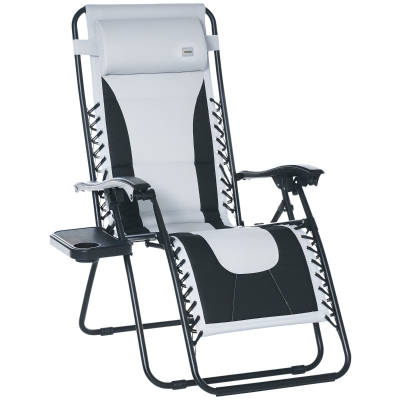 Outsunny Zero Gravity Chair Folding Recliner Light Grey