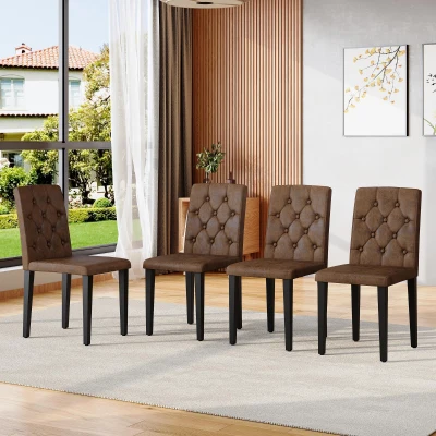 Lot de 4 chaises de salle à manger, Brun+Noir