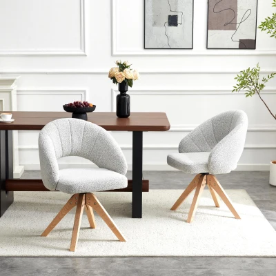 Lot de 2 chaises pivotantes style rétro, Couleur naturelle