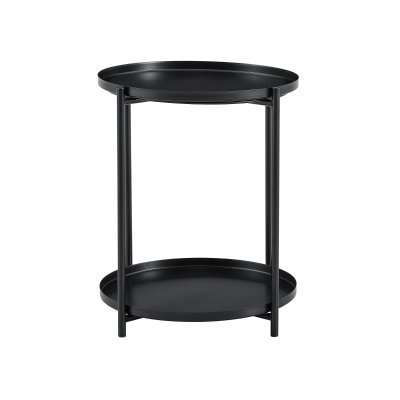 Table d'appoint ronde à 2 niveaux, Noir