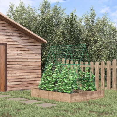 Outsunny Treliça de Jardim Triangular Suporte para Plantas Trepadeiras com Estrutura em Aço 180x100x180 cm Verde