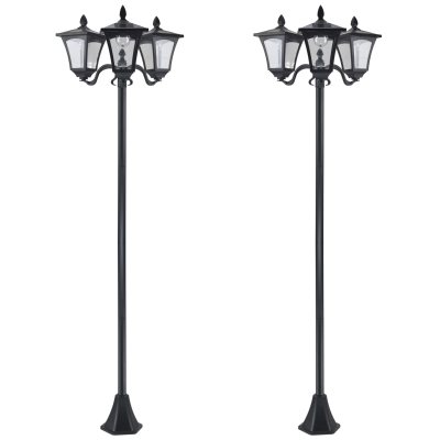 Outsunny Set 2 Lampioni Solari da Esterno a 3 Luci Alti 182.5cm