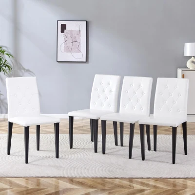 Lot de 4 chaises de salle à manger, Blanc+Noir