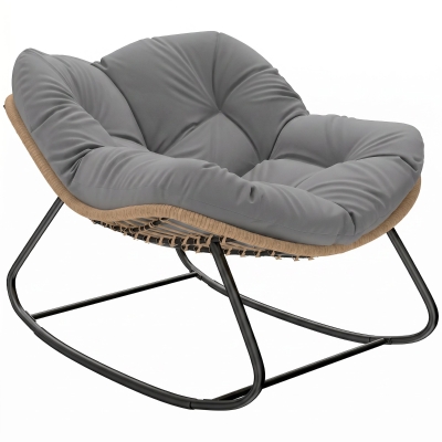 Outsunny Fauteuil à Bascule Jardin Gris Résistant 120kg