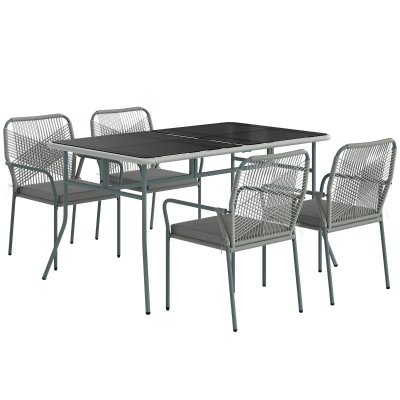 Outsunny 5-Piece Rattan Dining Set with Cushions Light Grey
