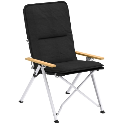Outsunny Chaise de Camping Pliante Rembourrée 59x67x96cm Noir