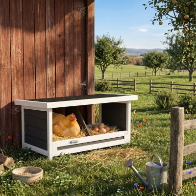 PawHut Nido per Galline a 2 Aree in Legno con Base Rialzata