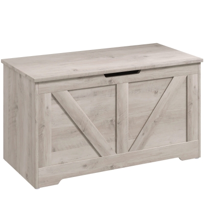HOMCOM Baú de Armazenamento 100L Baú de Arrumação com Tampa e Dobradiça de Segurança 80x40x45 cm Cinzento Claro