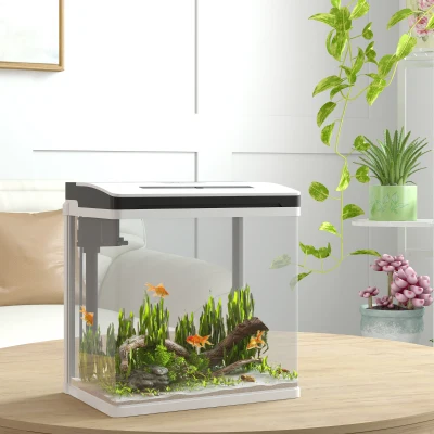 PawHut Acquario 13L a Illuminazione LED con Pompa Silenziosa
