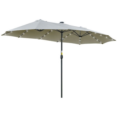 Outsunny Ombrellone da Giardino 4.5m con 48 LED Solari Grigio
