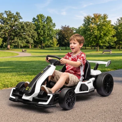HOMCOM Go-Kart Elettrico Bambini 6-12 Anni Seggiolino Regolabile