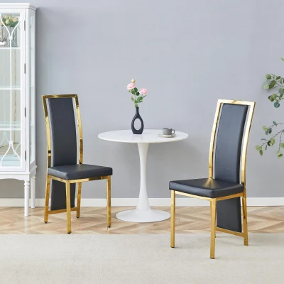 Chaise de salle à manger minimaliste européenne, Noir+Doré