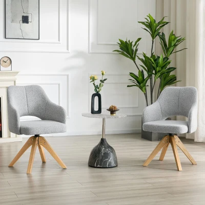 Lot de 2 chaises pivotantes style rétro luxe léger, Couleur naturelle