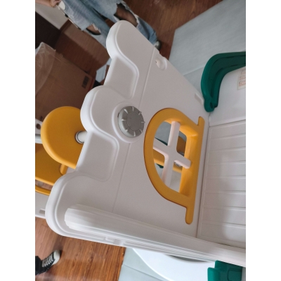 AIYAPLAY Parque Infantil 7 em 1 com Baloiço e Escorrega, Tema de Carro, Volante com Buzina e Arrumação, 1-4 Anos, Branco