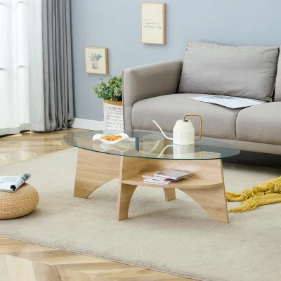 Table basse ronde en verre, Couleur naturelle