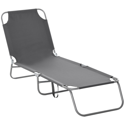 Outsunny Tumbona de Jardín Plegable con Respaldo Ajustable en 5 Posiciones Carga 120 kg para Terraza Piscina 187x55x24 cm Gris