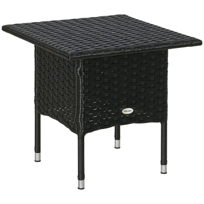 Outsunny Rattan Side Table Outdoor Coffee Table Black