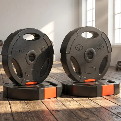 SPORTNOW Disques de poids, plaques de poids 2 x 5 kg et 2 x 7,5 kg, à trois poignées avec trous de Ø 25 mm, noir