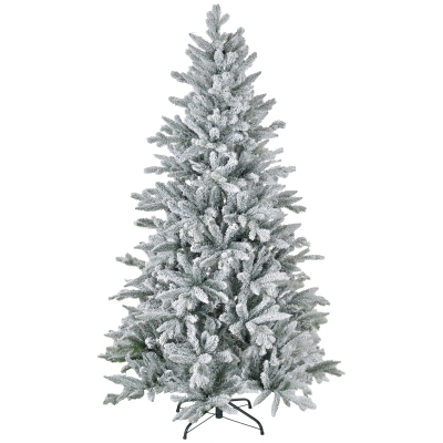 HOMCOM Kunstkerstboom 180 cm met sneeuw, 994 takken, kerstdecoratie inclusief metalen standaard voor binnen