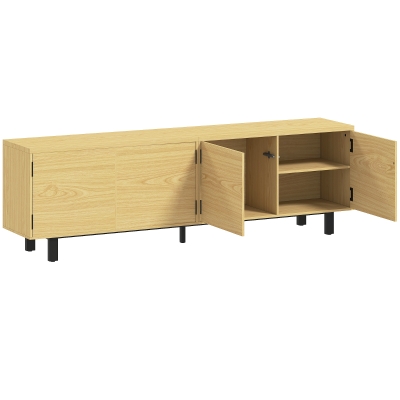 HOMCOM Meuble TV 180 cm Bois Naturel pour Écran 82 Pouces
