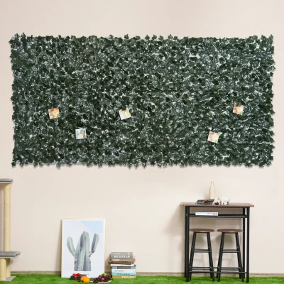 Outsunny Artificial Leaf Hedge Screen Dark Green 3x1.5m