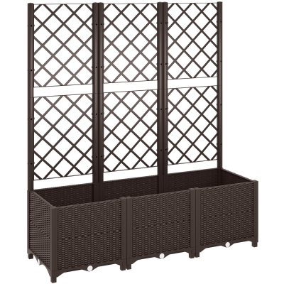 Raised Garden Bed with Trellis 120L x 40W x 140H cm Brown