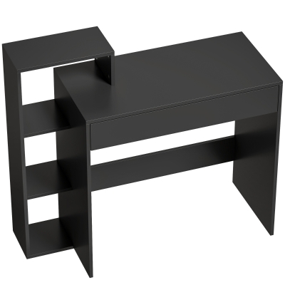 HOMCOM Bureau Noir avec 3 Étagères et Tiroir 100x40x90cm