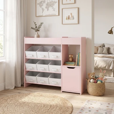 AIYAPLAY Meuble Rangement Enfant avec 9 Tiroirs Rose