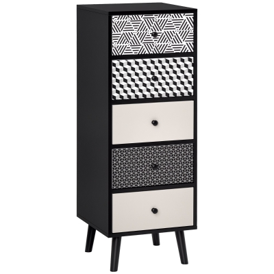 HOMCOM 5 Drawer Chest Dresser Storage Unit for Bedroom